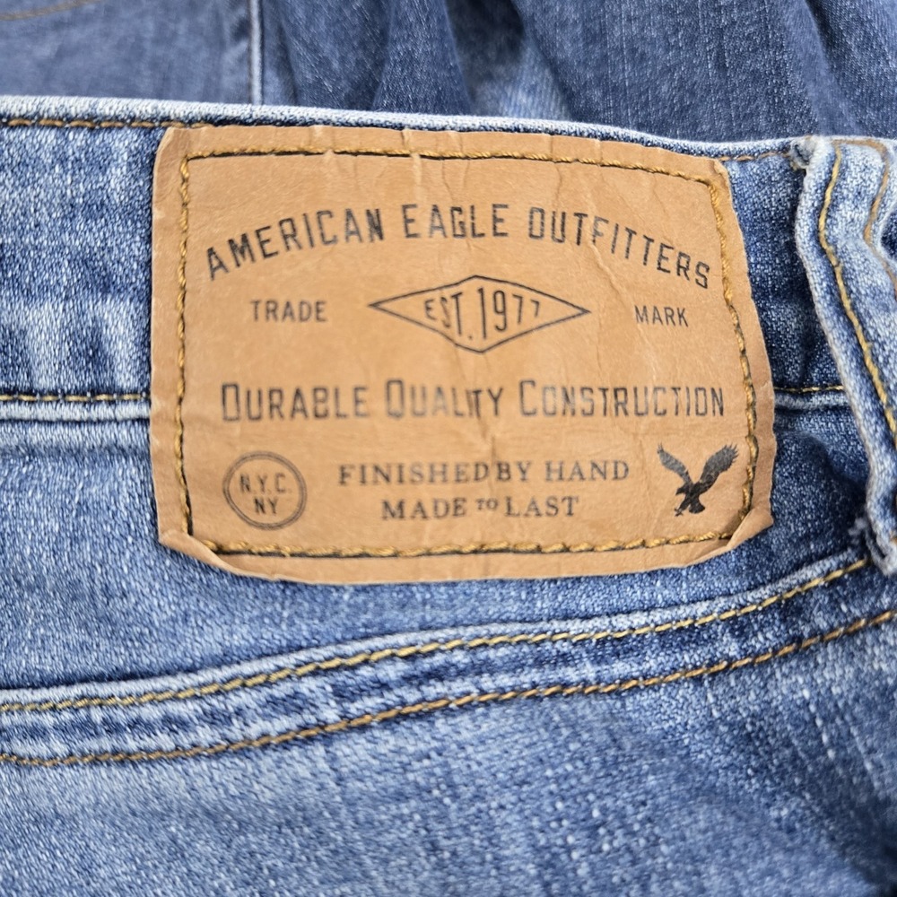 American Eagle Men Jeans 34X34 Blue Slim Straight 360 Extreme Flex Distressed - Picture 5 of 12